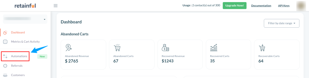 retainful automation dashboard