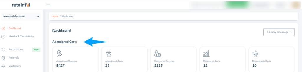 retainful dashboard