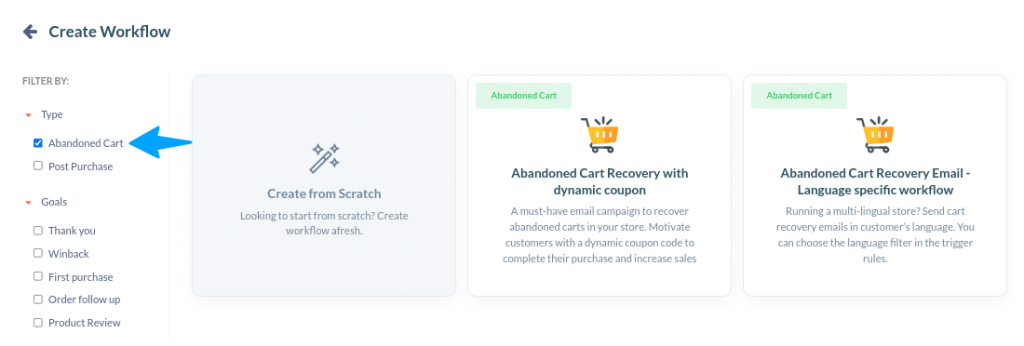 Create Abandoned cart workflow