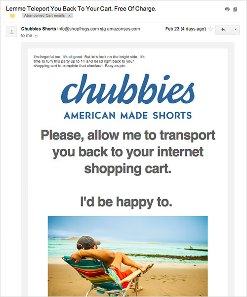 chubbies abandoned cart email
