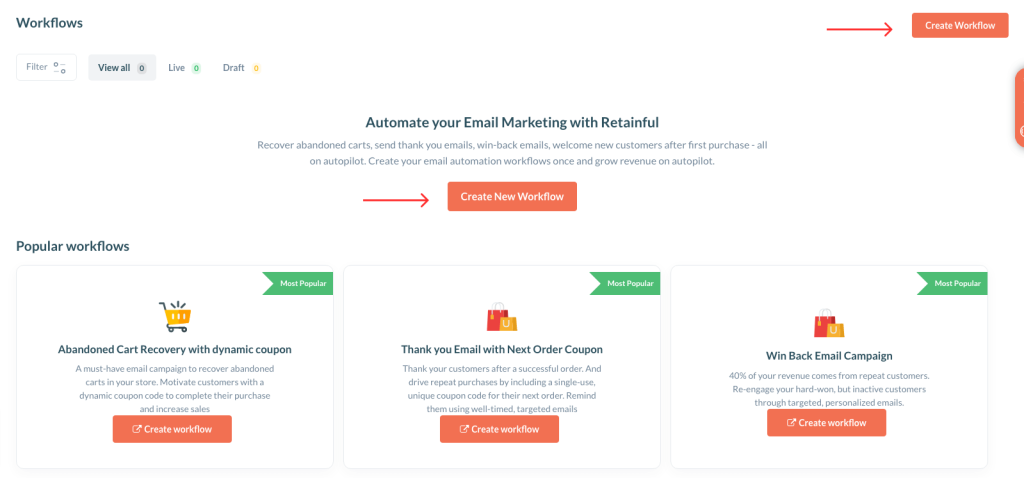 create workflows in retainful
