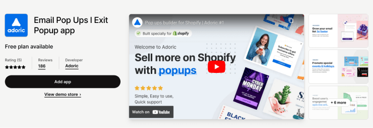 Adoric Shopify abandoned cart app