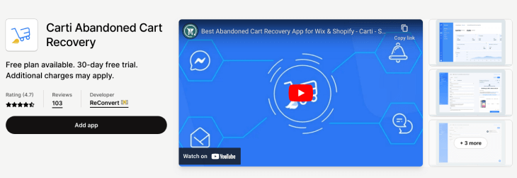 carti Shopify abandoned cart app