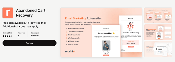 Retainful abandoned cart app Shopify 