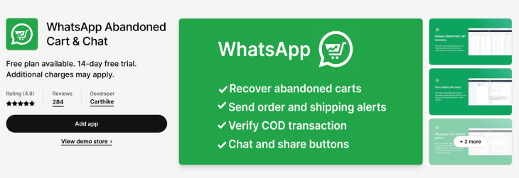 Carthike Shopify abandoned cart recovery app