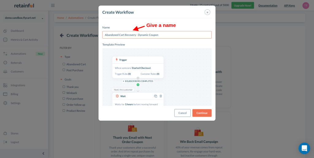 give a name to your workflow