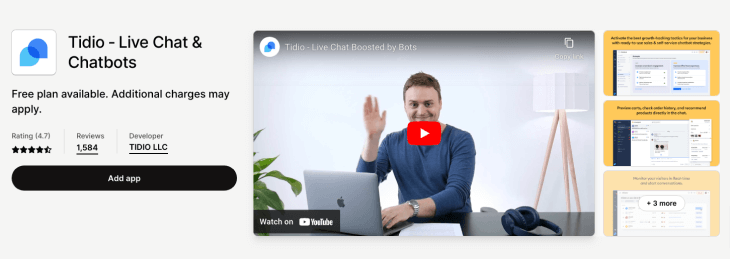 Tidio abandoned cart app for Shopify