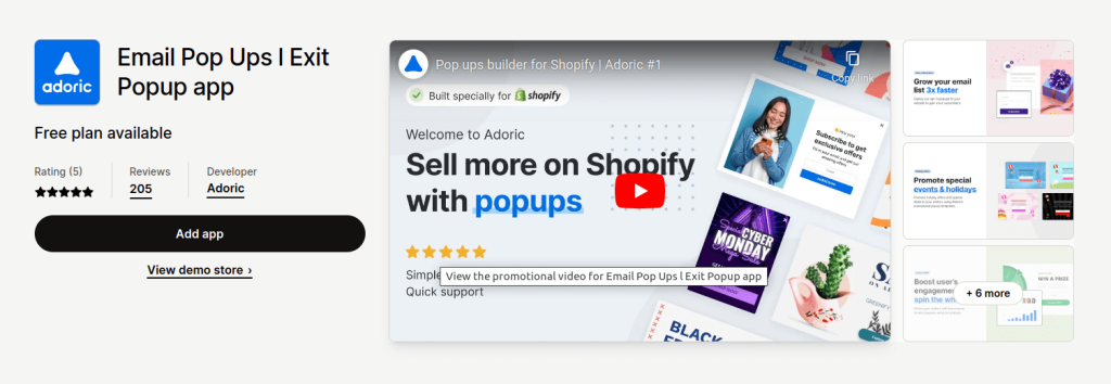 adoric email popups