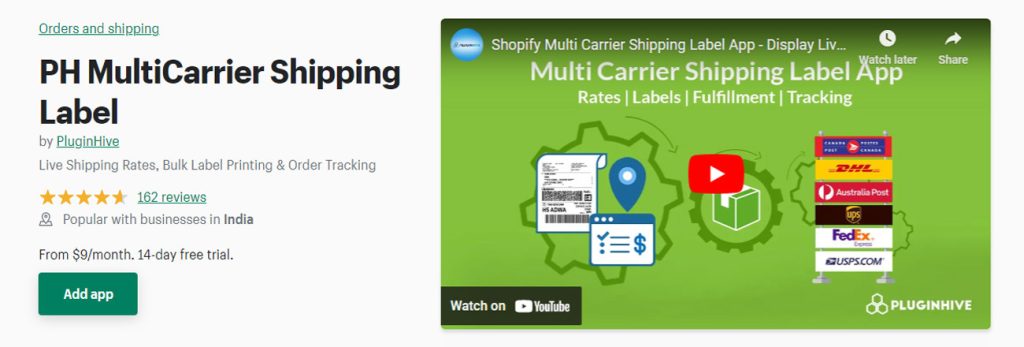 ph multi carreir shipping label