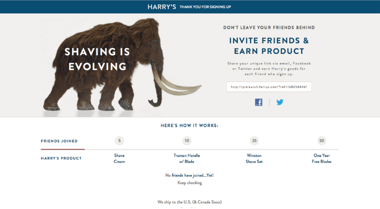 Harry's referral program