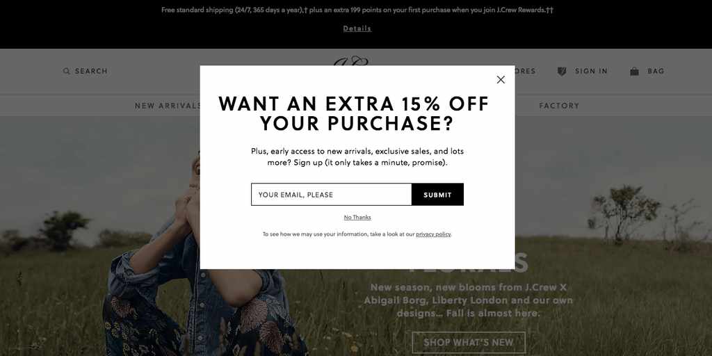  Extra 15% off popup