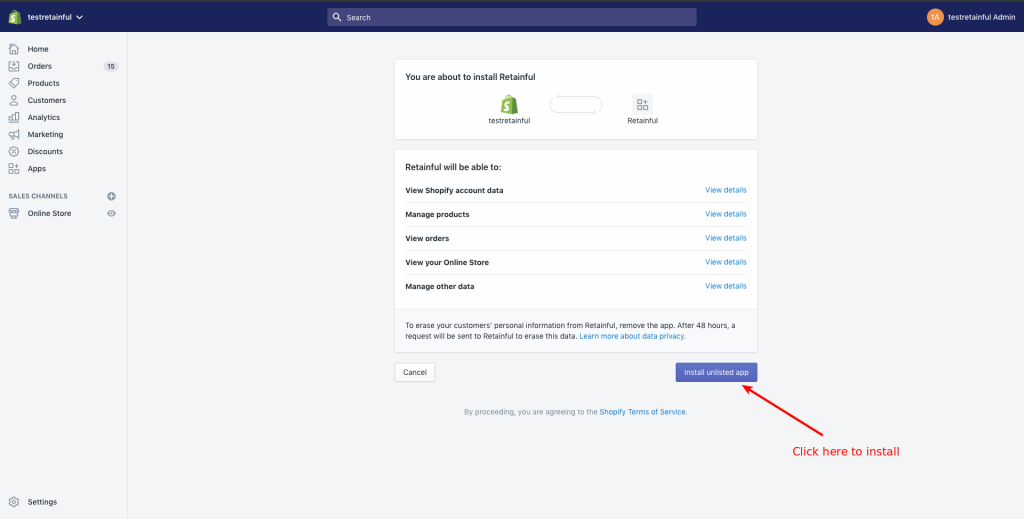 Install retainful app