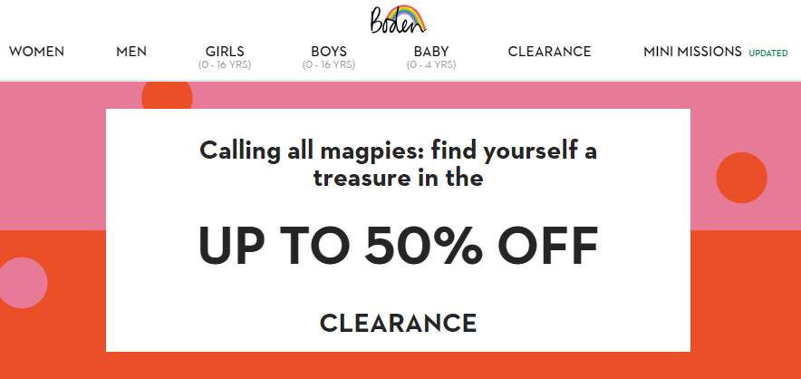 Boden new customer discount sale