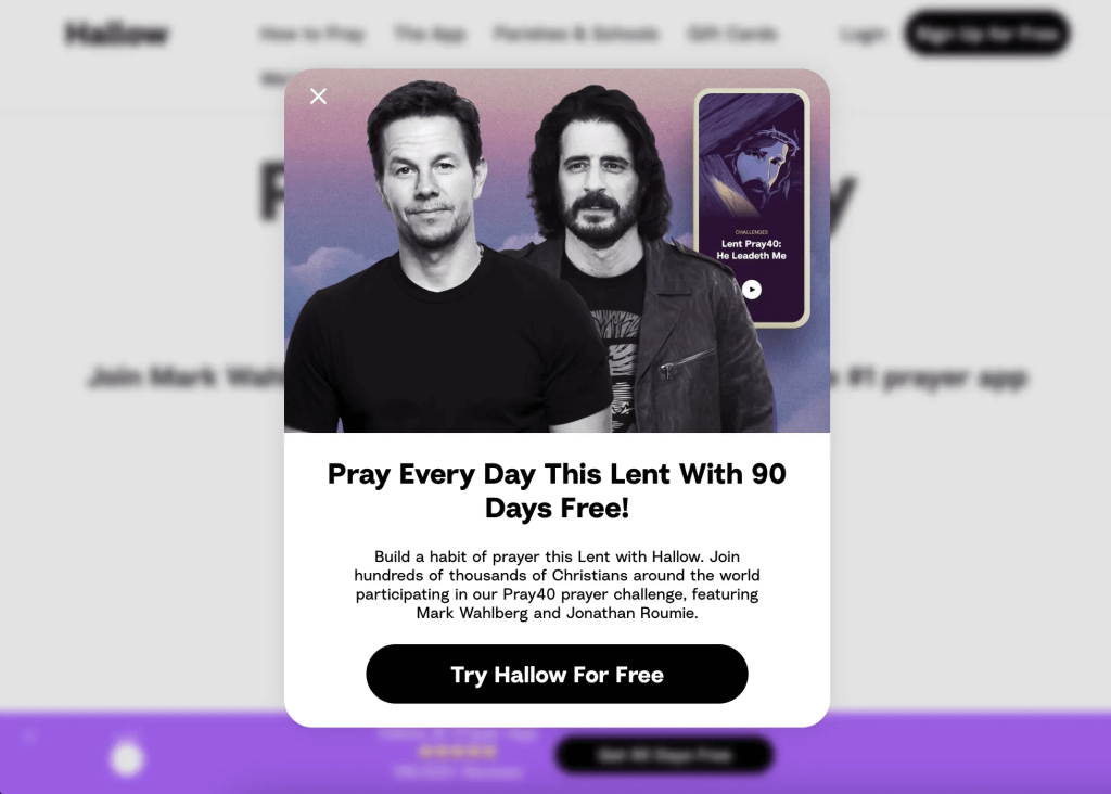 Freemium exit intent popup