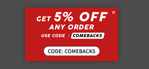 Discount code exit intent popup example
