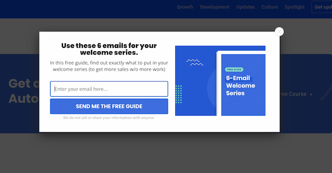 Free guide exit intent popup example