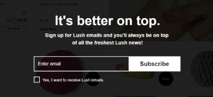 Subscriber exit intent popup