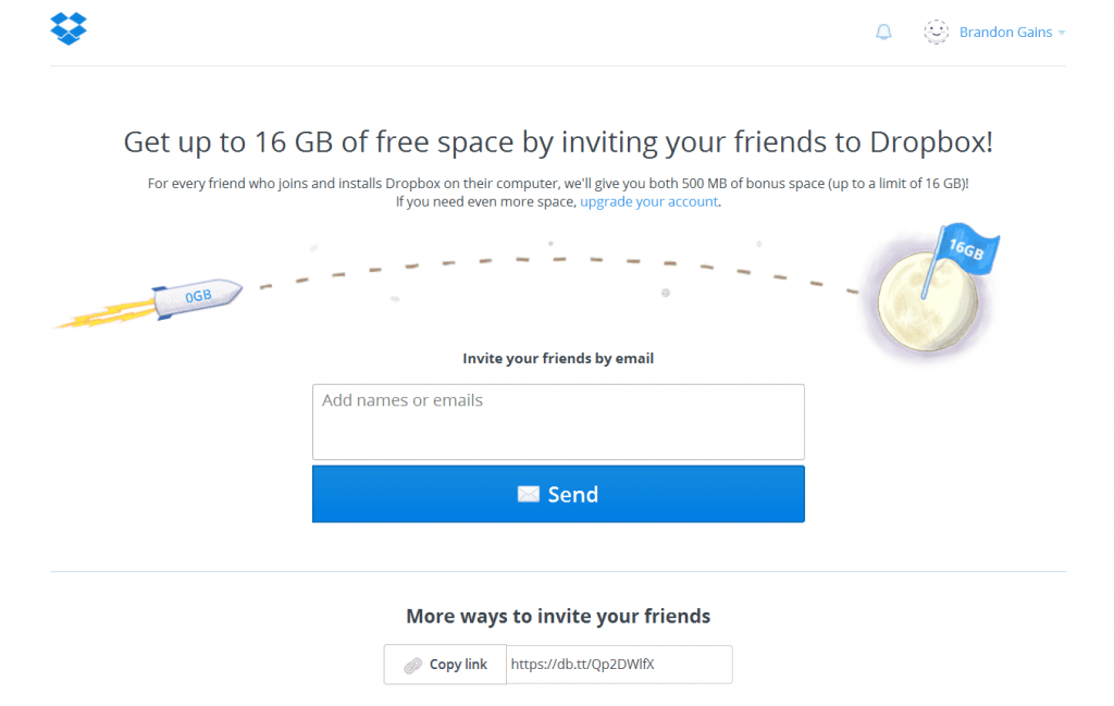 Dropbox referral reward