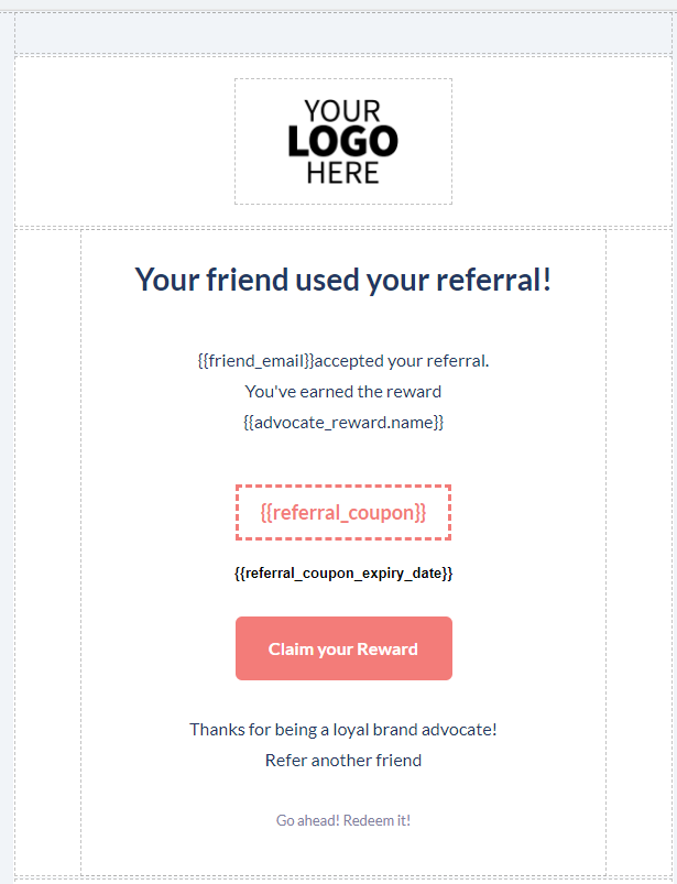 Referral email template edit