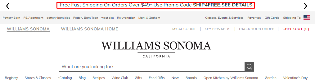 Williams sonoma free shipping