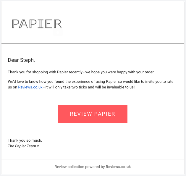 Papier review email