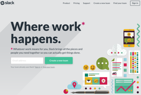 Slack landing page example