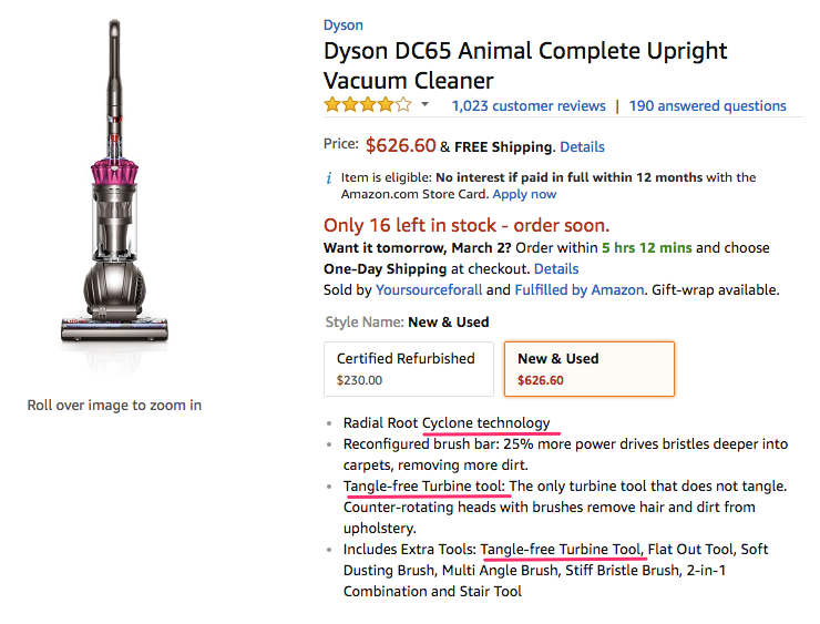  Dyson amazon product page