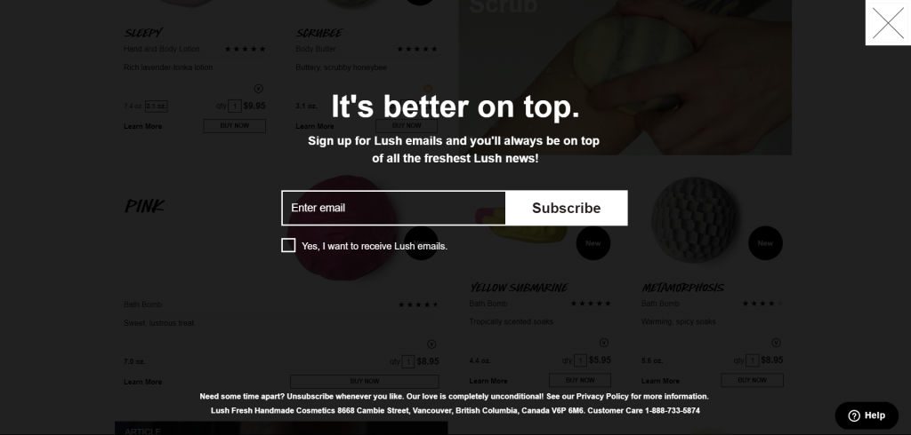 Lush Popup