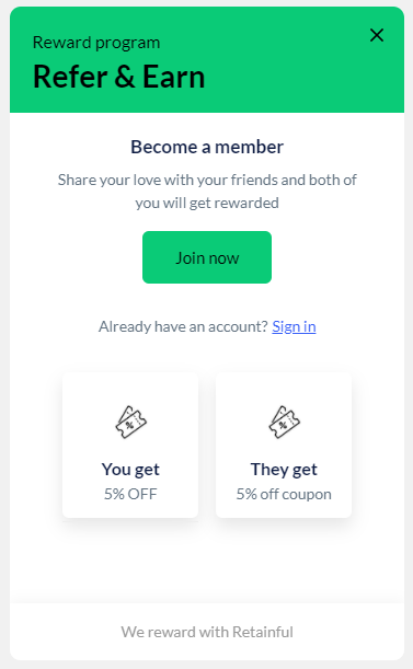 Referral popup