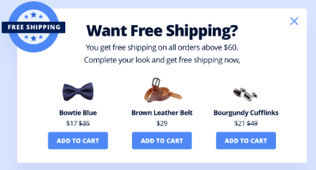 Free shipping popup