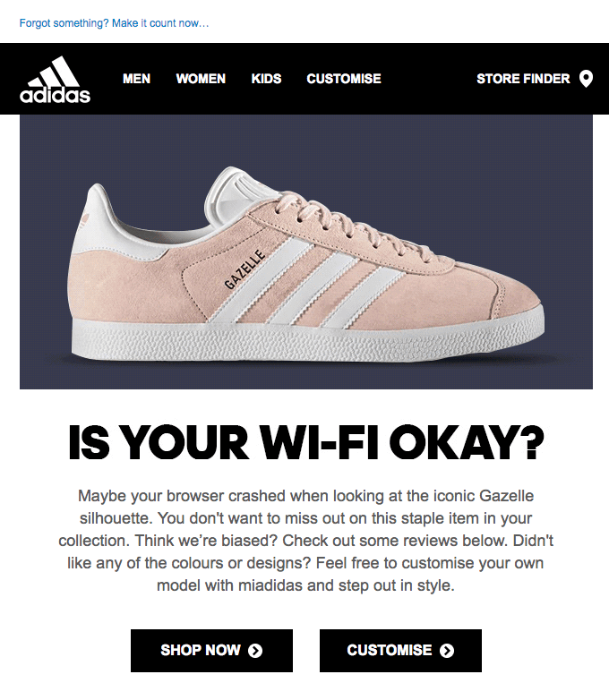 Adidas reminder email