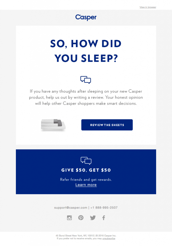 Casper reminder email