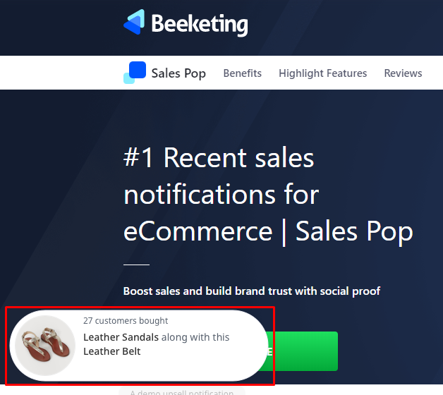 Beeketing sales notifications