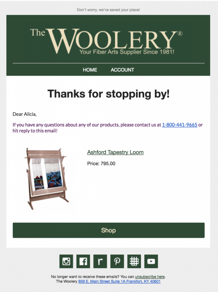 Woolery thank you email