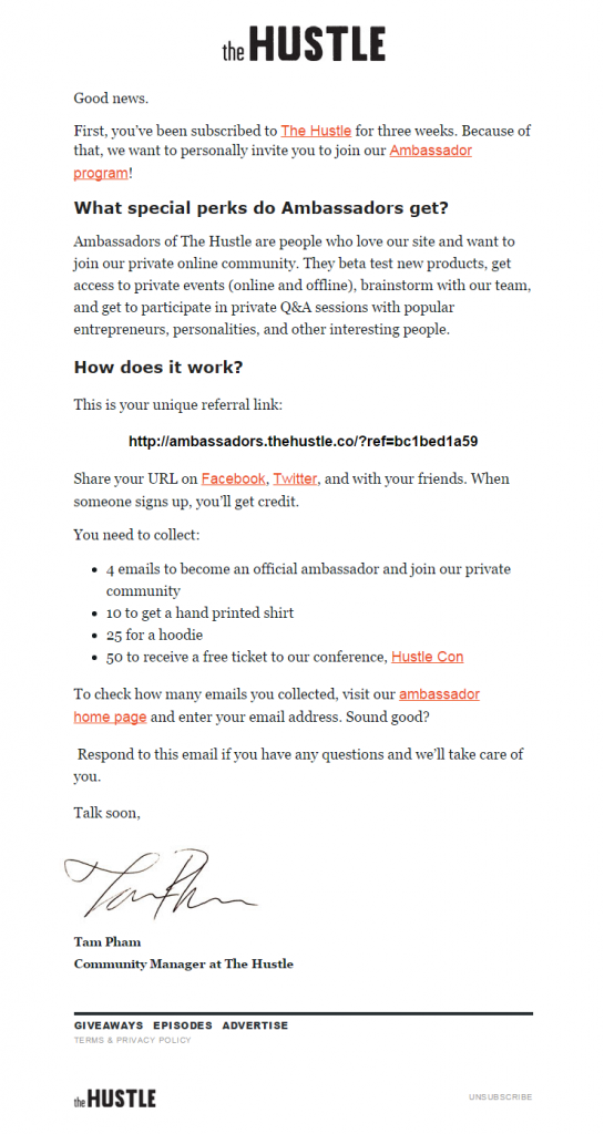 Hustle advocate email