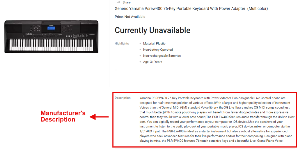 Keyboard Product descriptions own