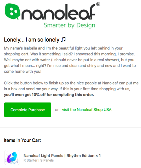 Nanoleaf email content