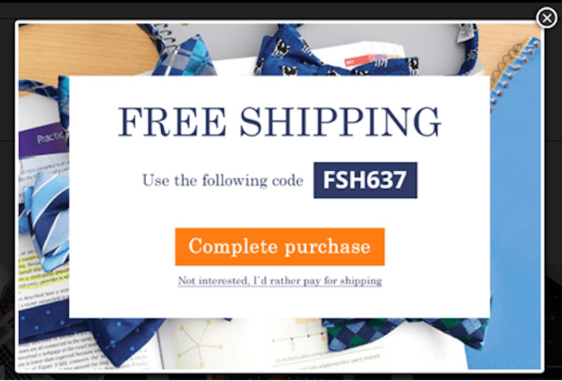 Free shipping popup