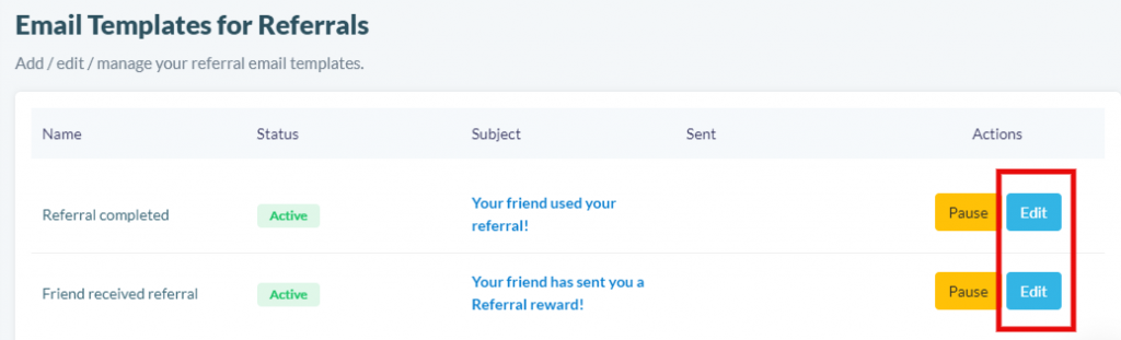 Email templates for referrals