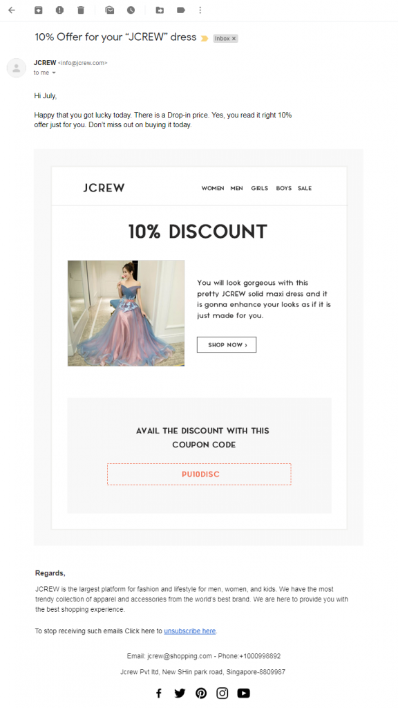 Jcrew 4th email template