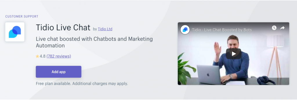 Tidio live chat banner