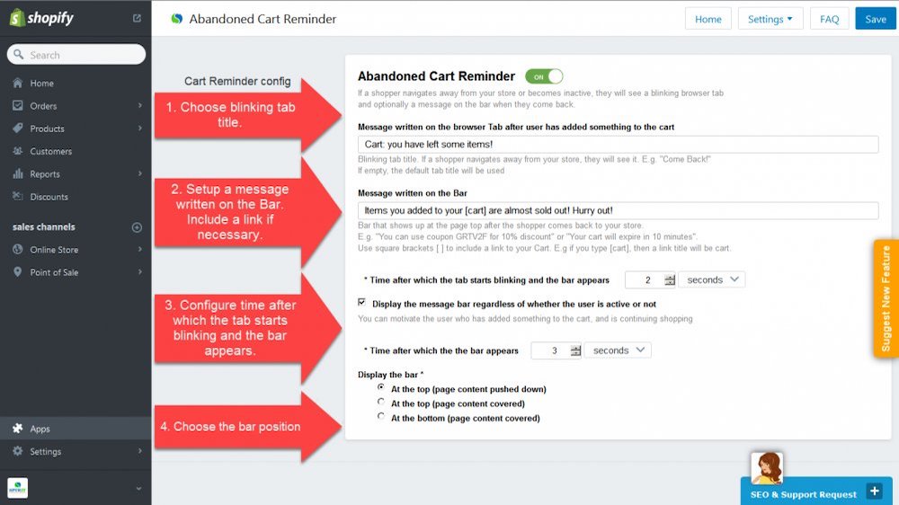 Abandoned cart reminder - Best Cart Abandonment App for Shopify