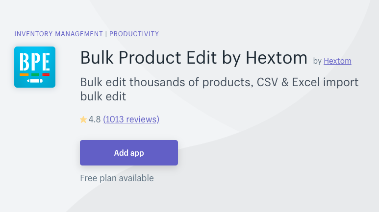 Bulk product edit banner