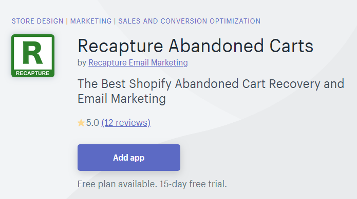 Recapture abandoned carts - Best Cart Abandonment App for Shopify