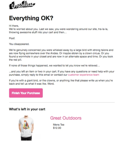 Threadless emails