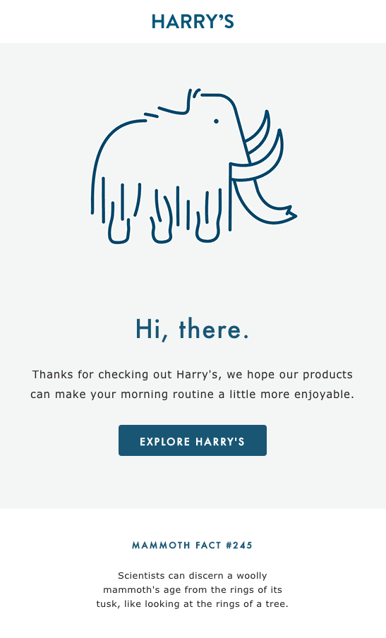Harry's Welcome email