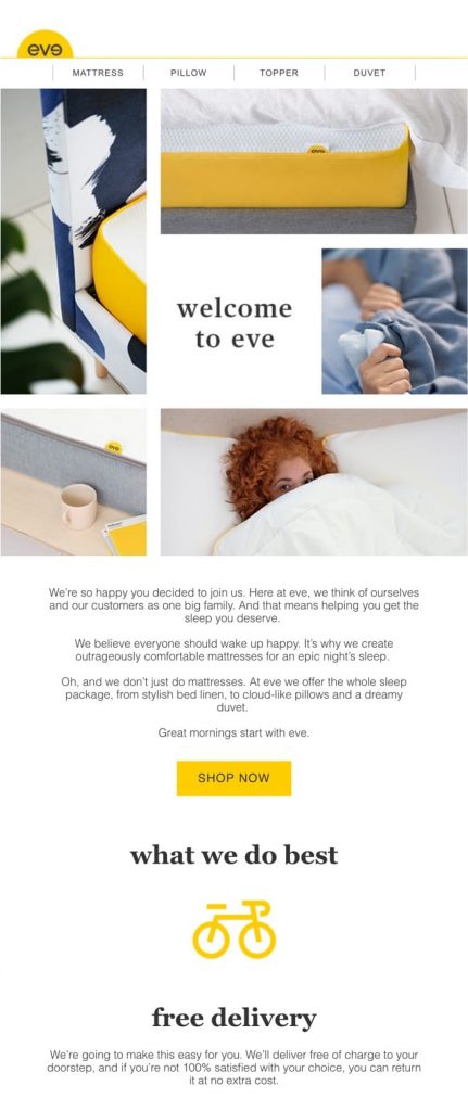 Eve sleep offer email