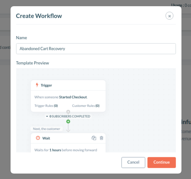 Name cart recovery workflow Retainful
