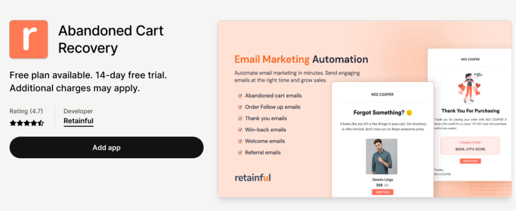 Retainful shopify app store