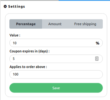 configure abandoned cart recovery coupon